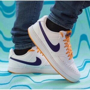 Nike Court Vision Low White Electro Purple White Gold 2020 Lakers Kobe Shoes 7.5